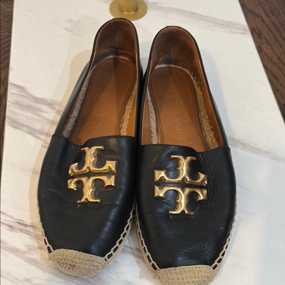 Tory Burch Black and Gold Women's Espadrilles